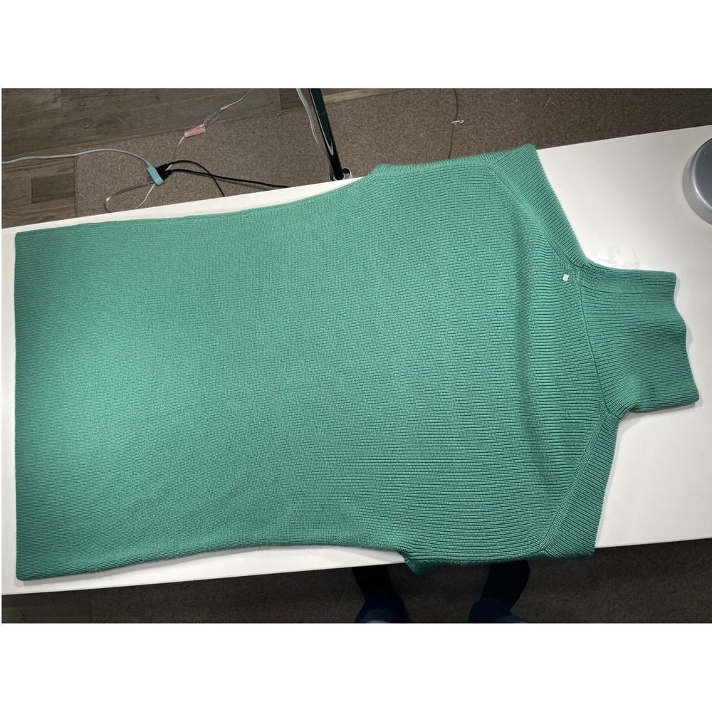 Merino Wool Babaton Turtleneck Sweater dress W/ S Green Ribbed Knit 103661 LN - Picture 4 of 14